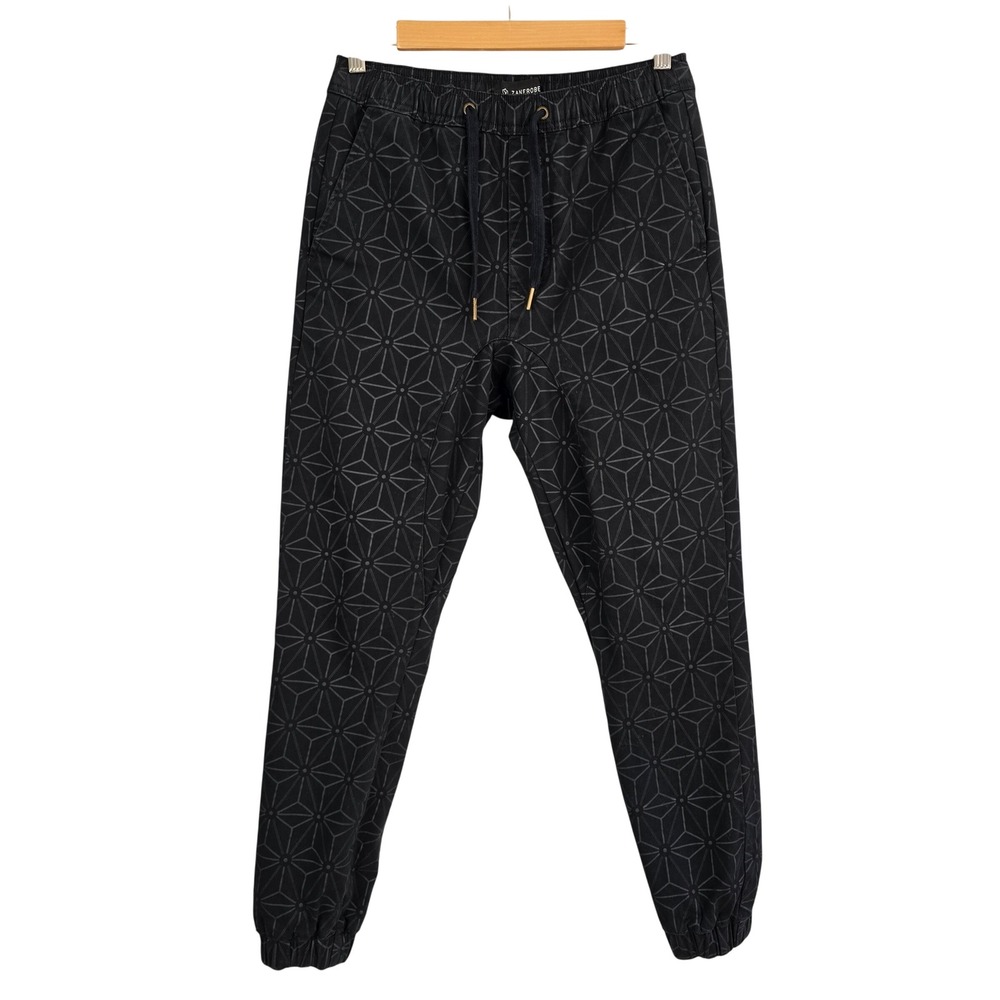 Zanerobe Men's Sureshot Jogger Pants Geometric Star Print Chino Black Size 29